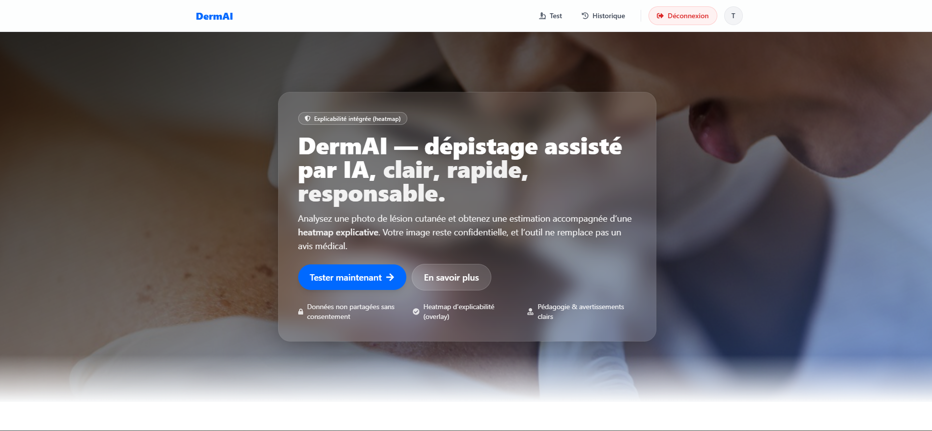 Page d'accueil DermAI