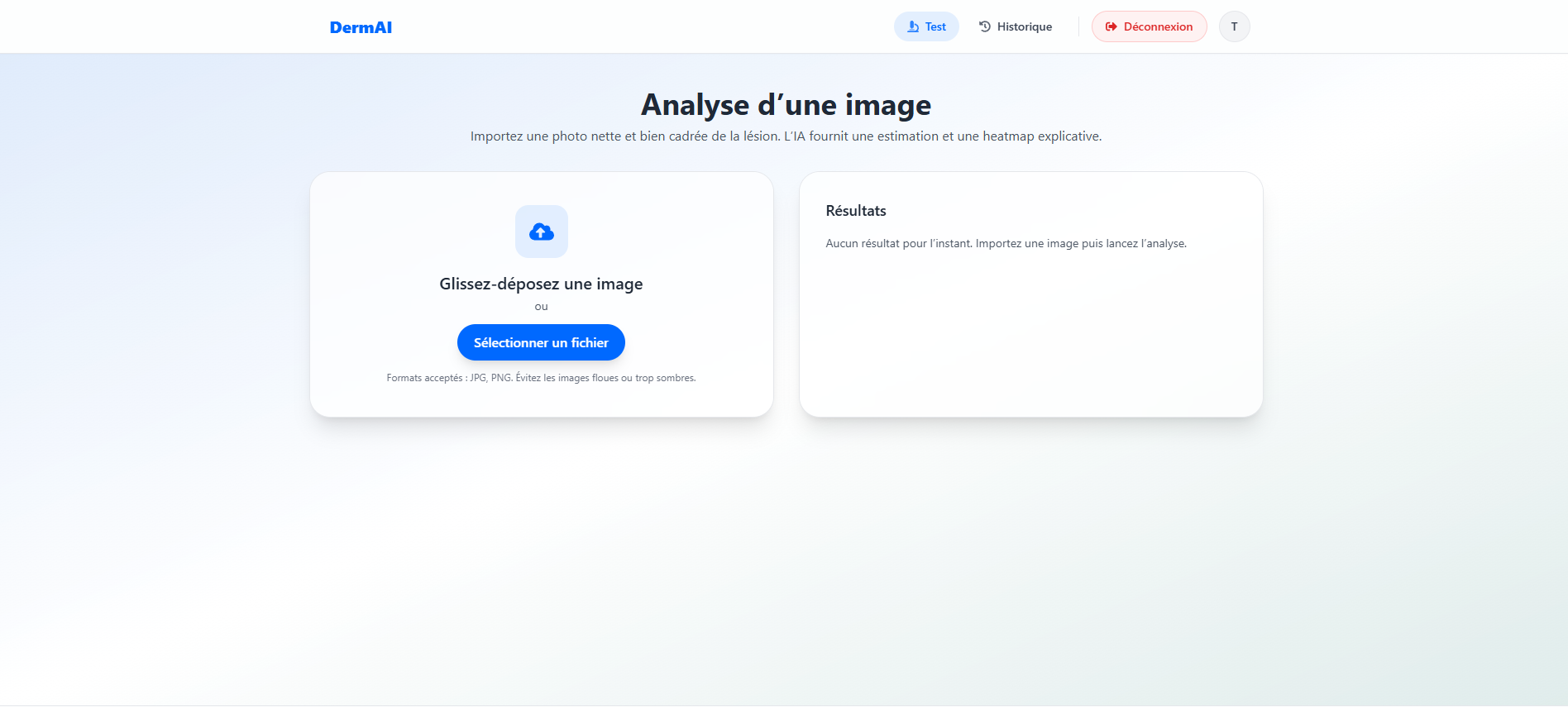 Interface de sélection d'image